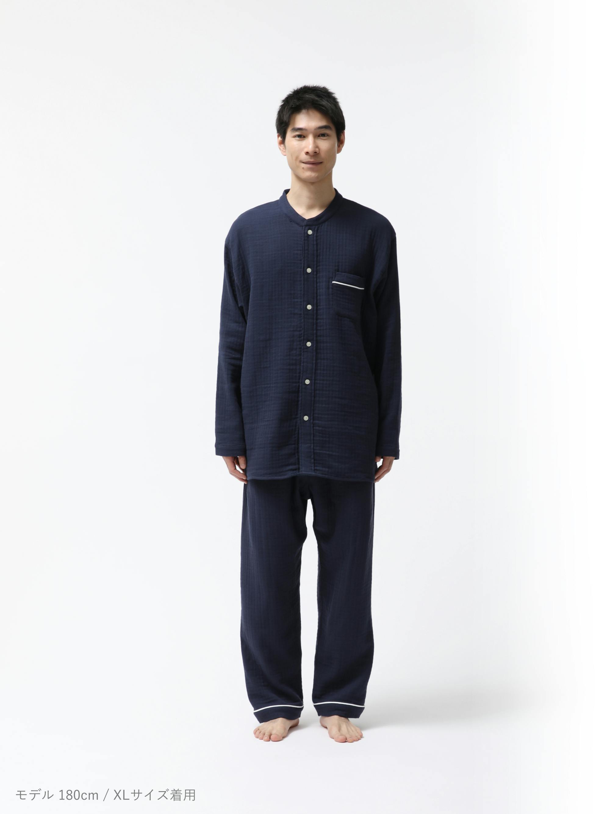BAKUNE Pajamas Gauze / 上下セット（長袖バンドカラーシャツ