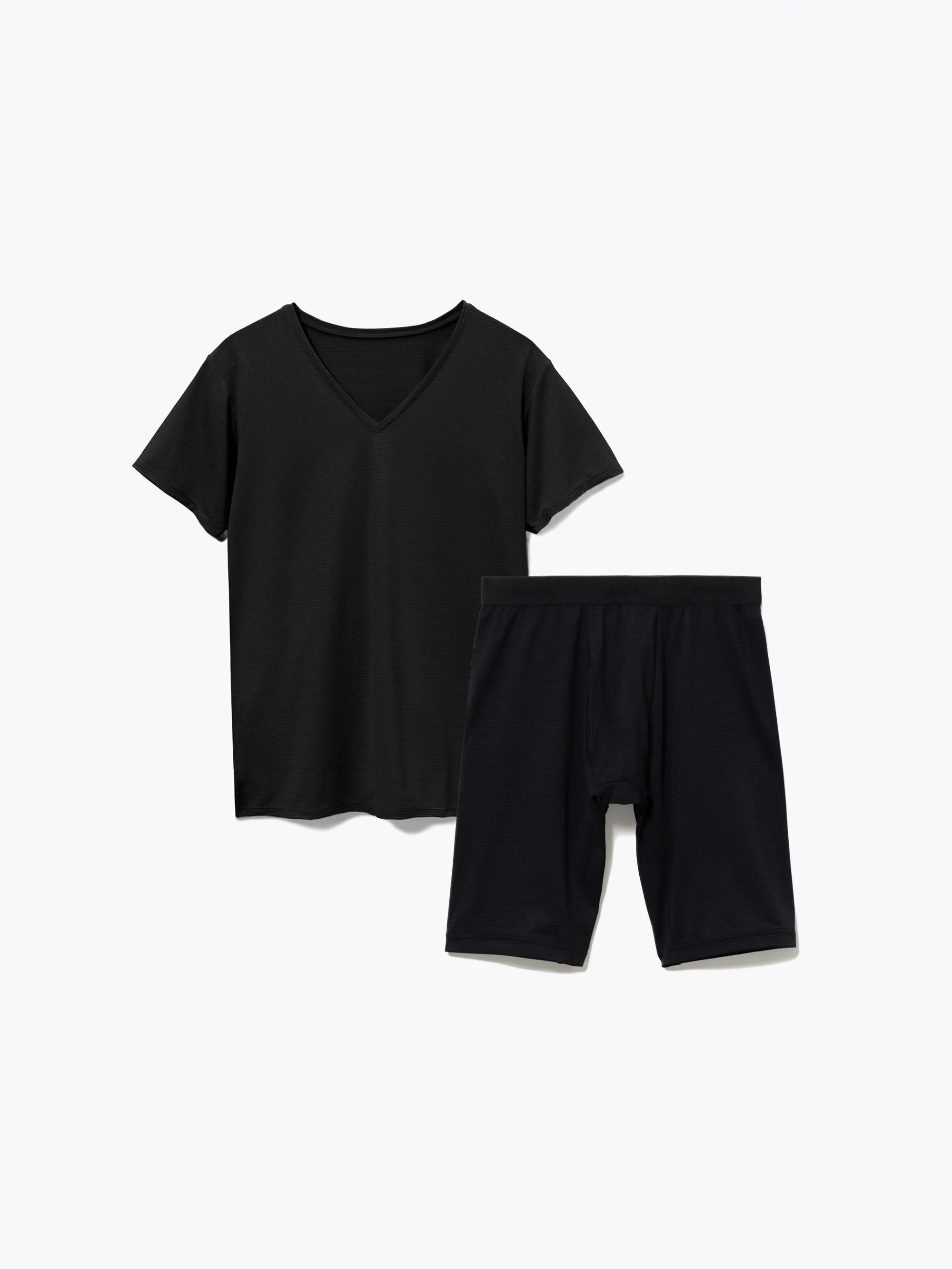 【冷感ライトワッフル】リカバリーアンダーウェア メンズ / 上下セット（半袖Vネック・ロングボクサーパンツ）