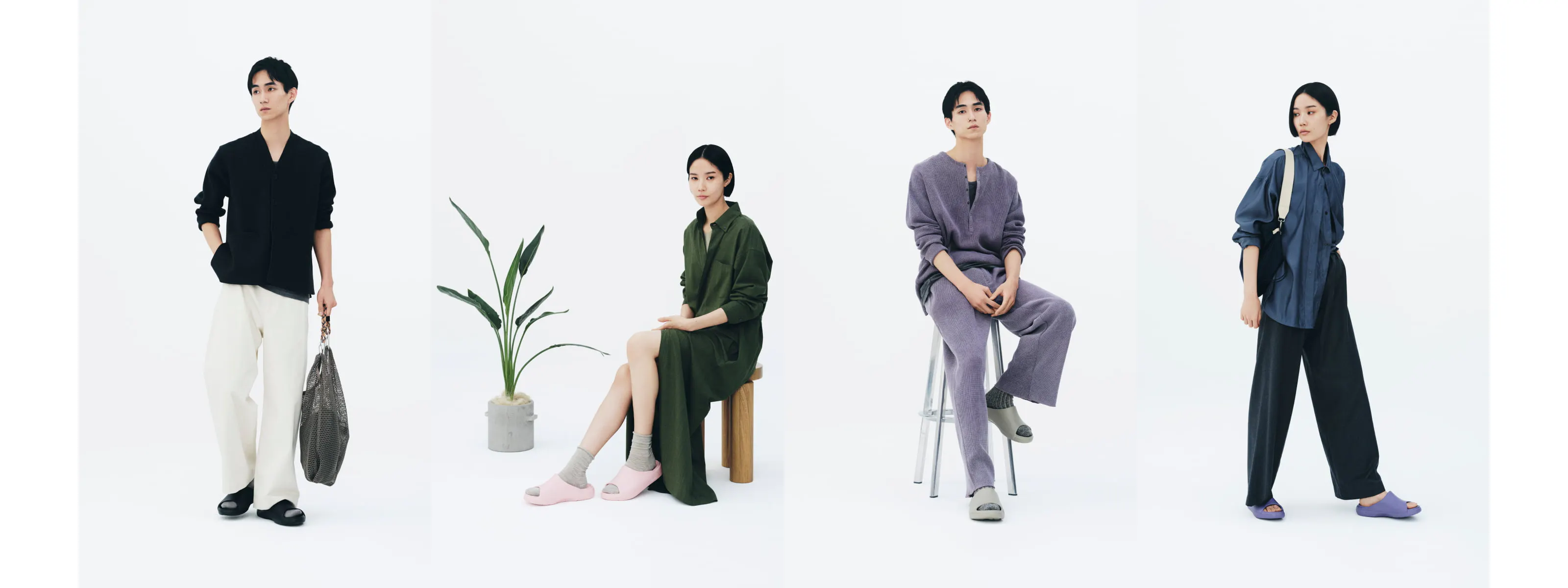 リカバリーサンダルを履いた女性/男性