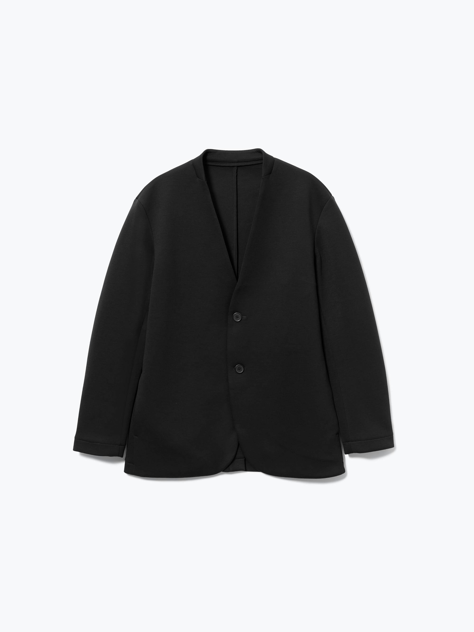 【美品】TENTIAL ノーカラージャケット ブラック M スウェット　父の日 美品】TENTIAL ノーカラージャケット ブラック M スウェット 父の日