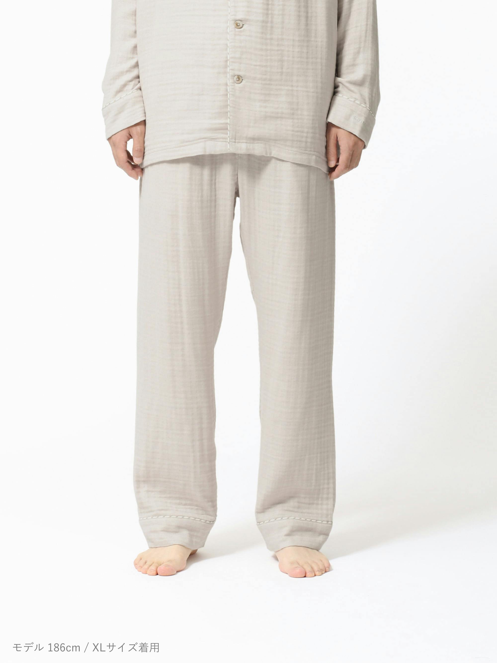 BAKUNE パジャマ ガーゼ / 上下セット（長袖バンドカラーシャツ