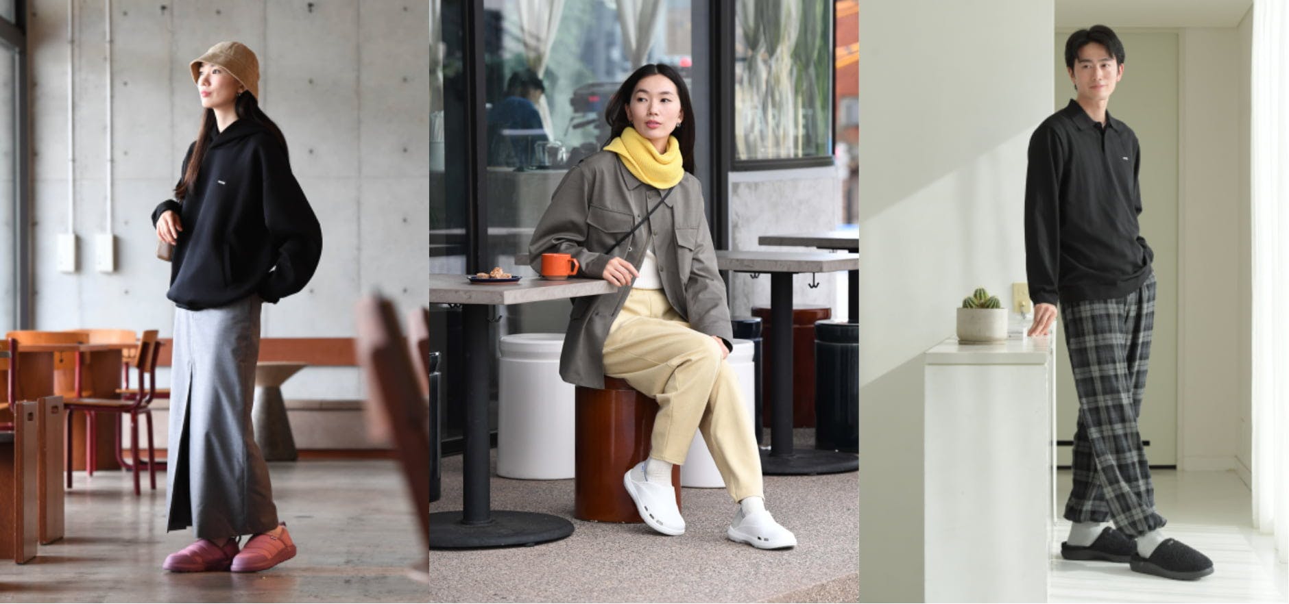 リカバリーサンダルを履いた女性/男性