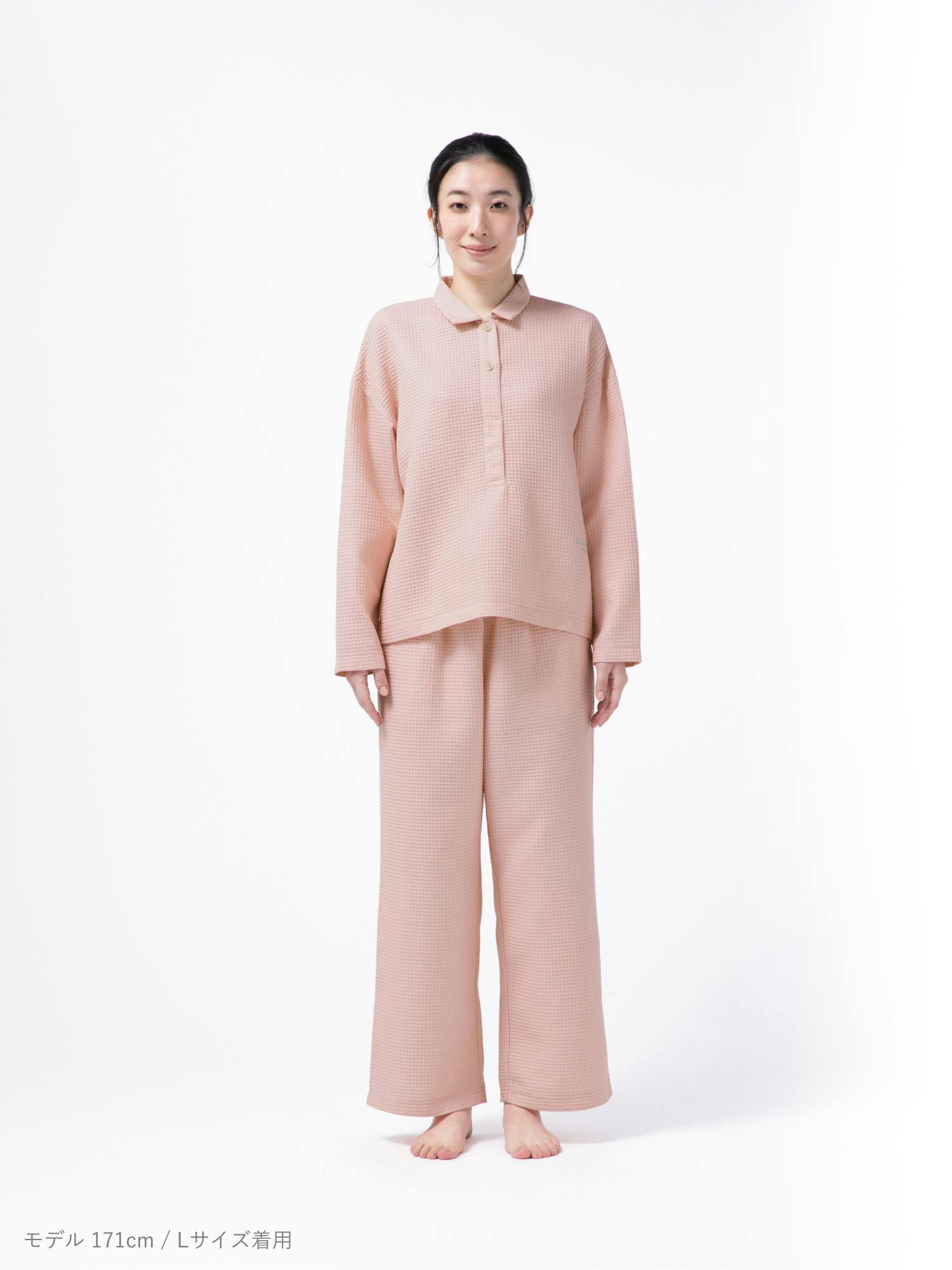 BAKUNE Waffle Women's 上下セット（長袖シャツ・ロングパンツ