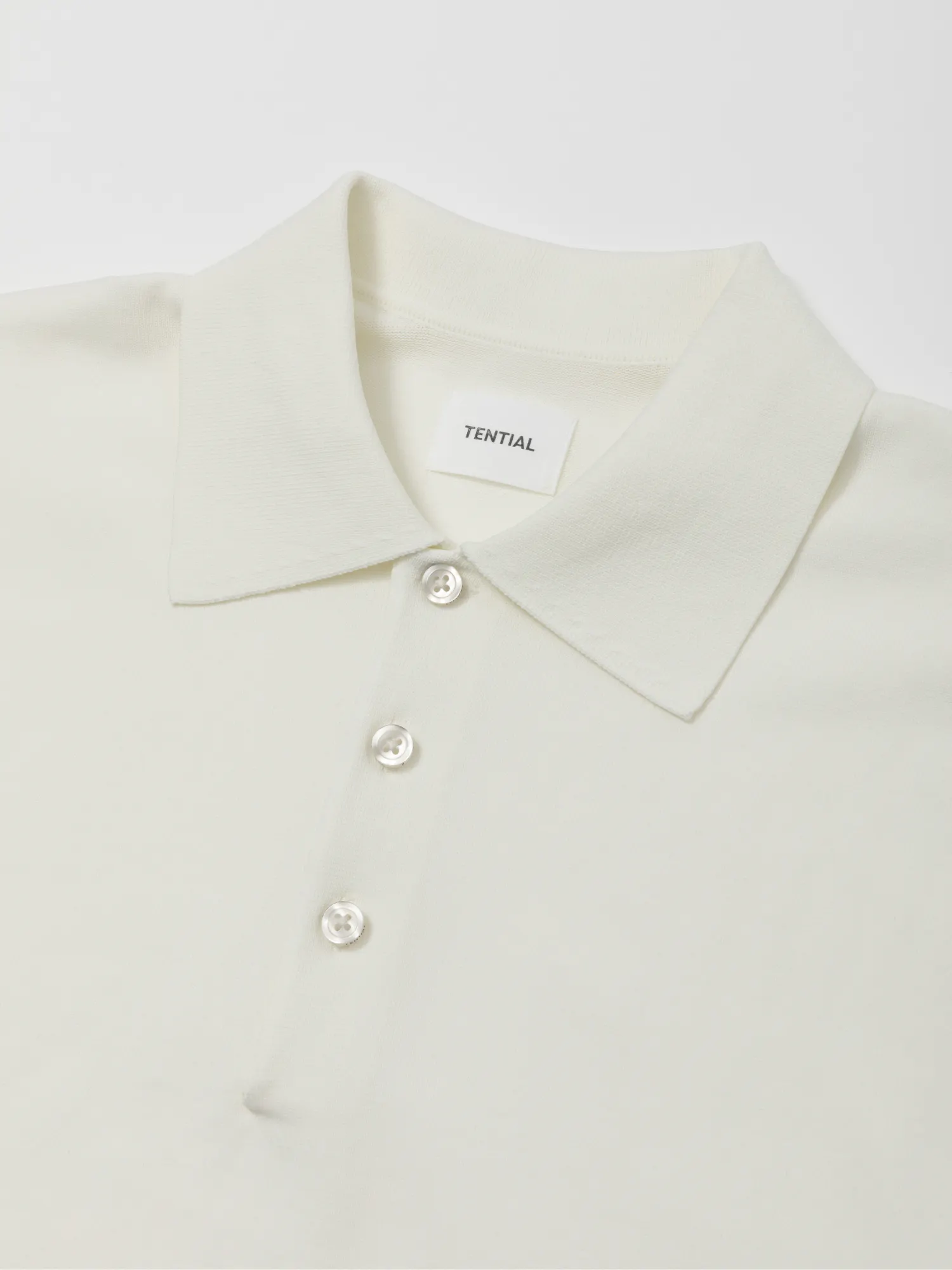 TENTIAL MIGARU Light Knit ポロトップス　ホワイト MIGARU Light Knit Short Sleeve Polo Shirt / 半袖ポロシャツ