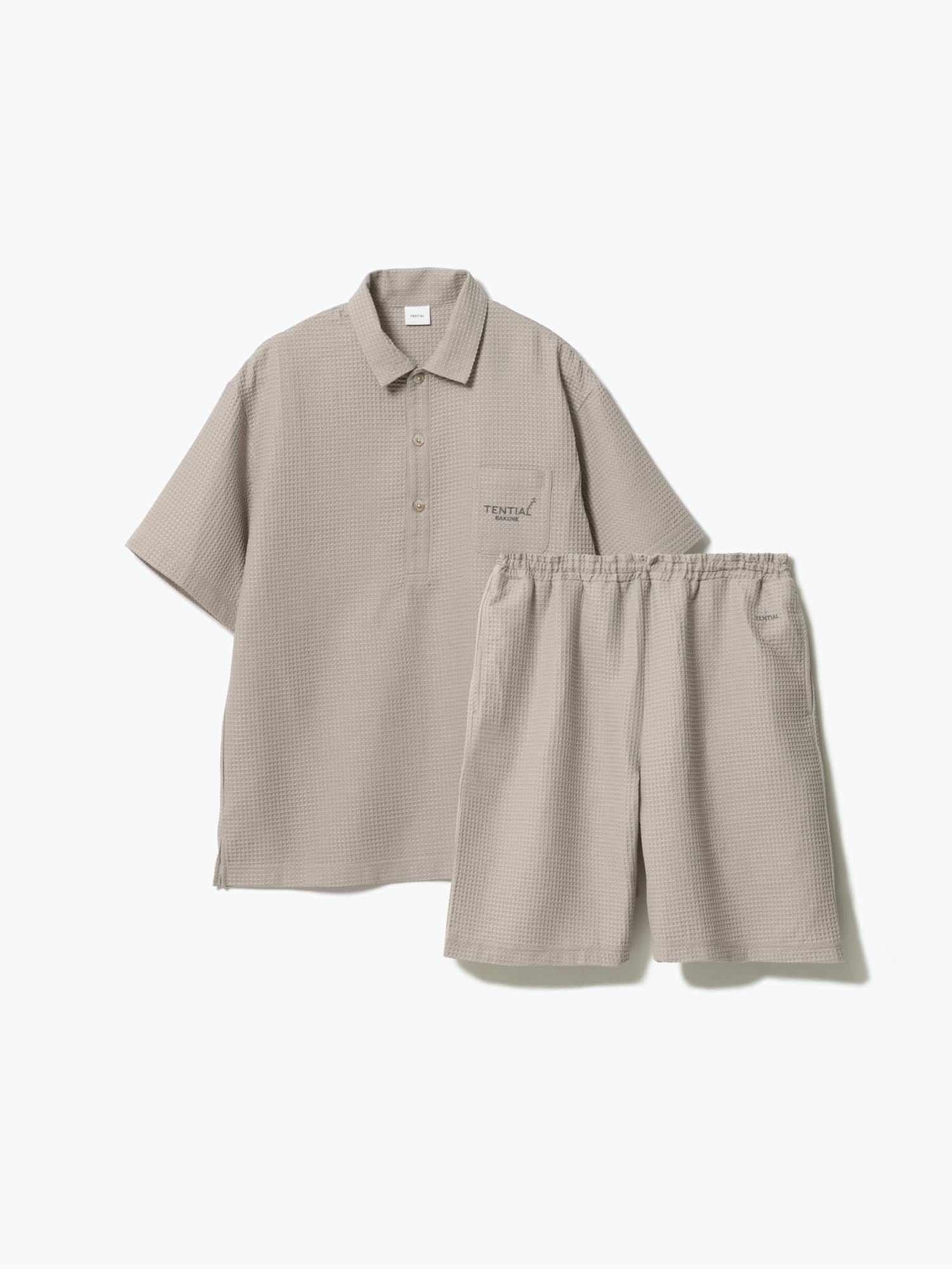 BAKUNE Waffle Men's 半袖 Greige