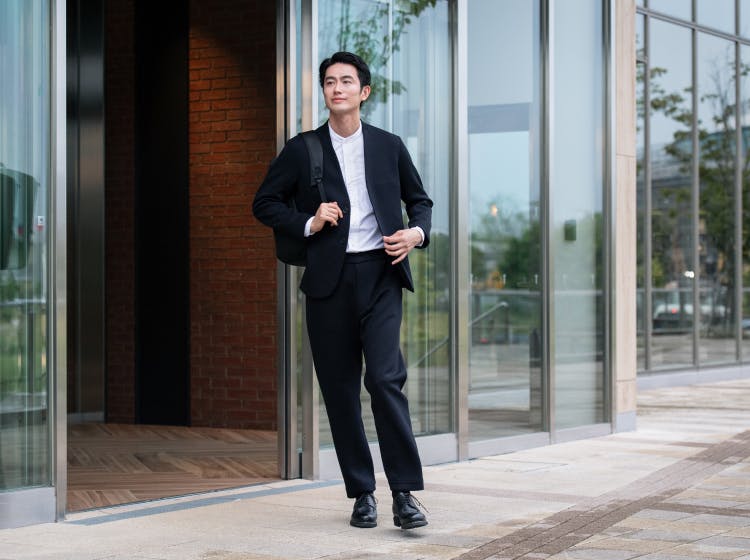 テンシャル　セットアップ Collarless Jacket ブラック　黒　M テンシャル セットアップ Collarless Jacket ブラック 黒 M