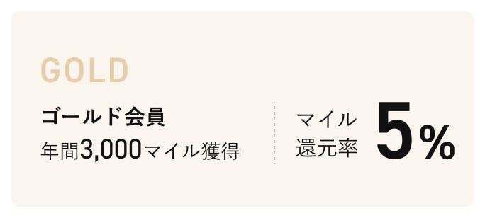 GOLD ゴールド会員 年間3,000マイル獲得 マイル還元率 5%