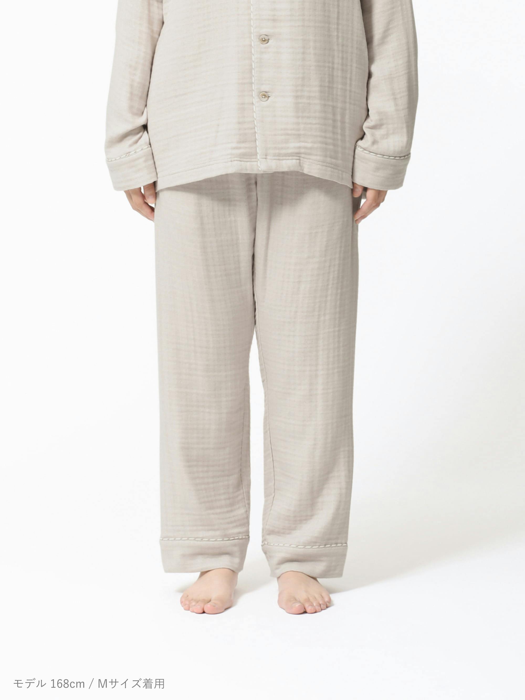 BAKUNE パジャマ ガーゼ / 上下セット（長袖バンドカラーシャツ