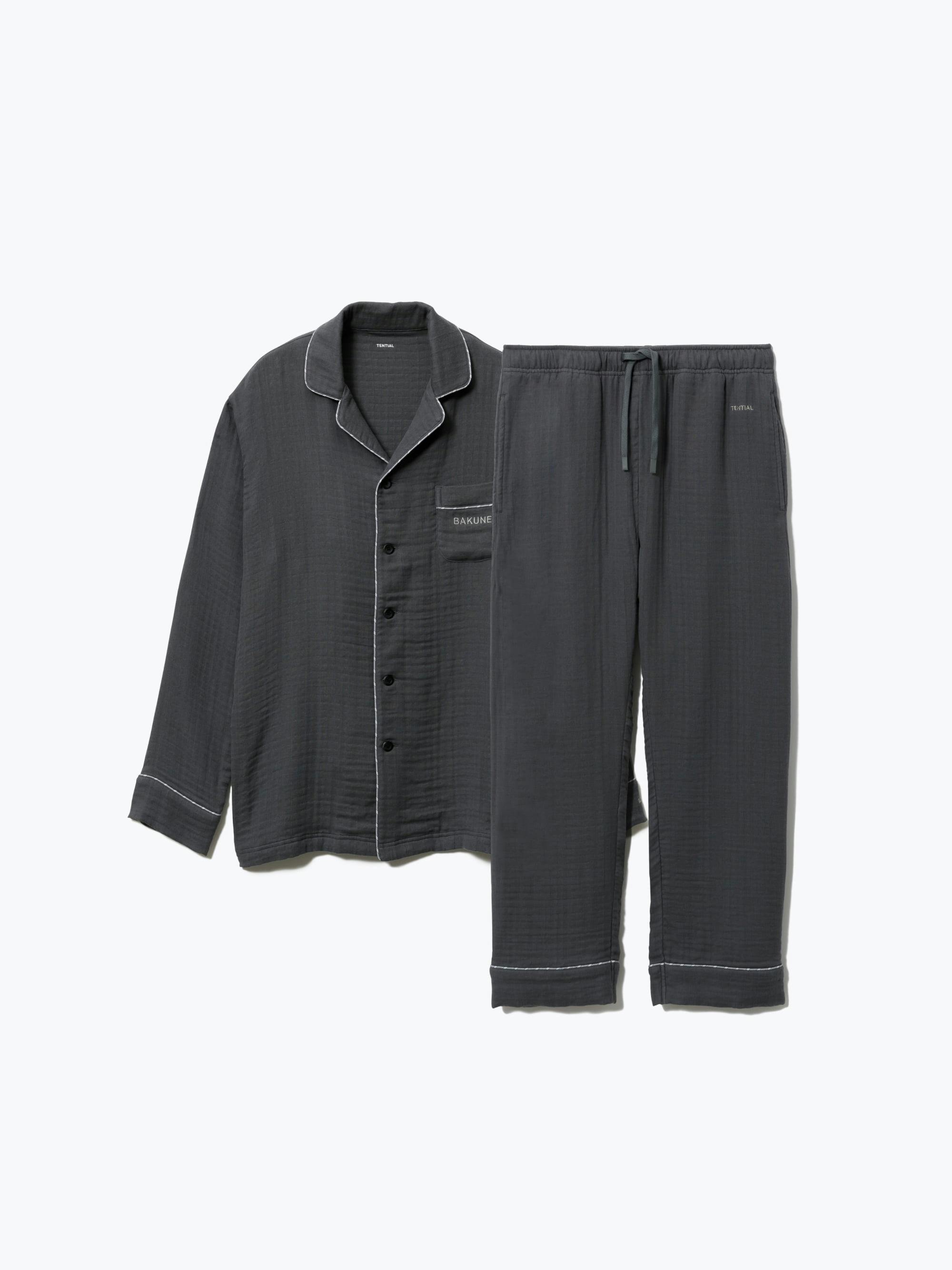 BAKUNE パジャマ ガーゼ 長袖 Dark-gray