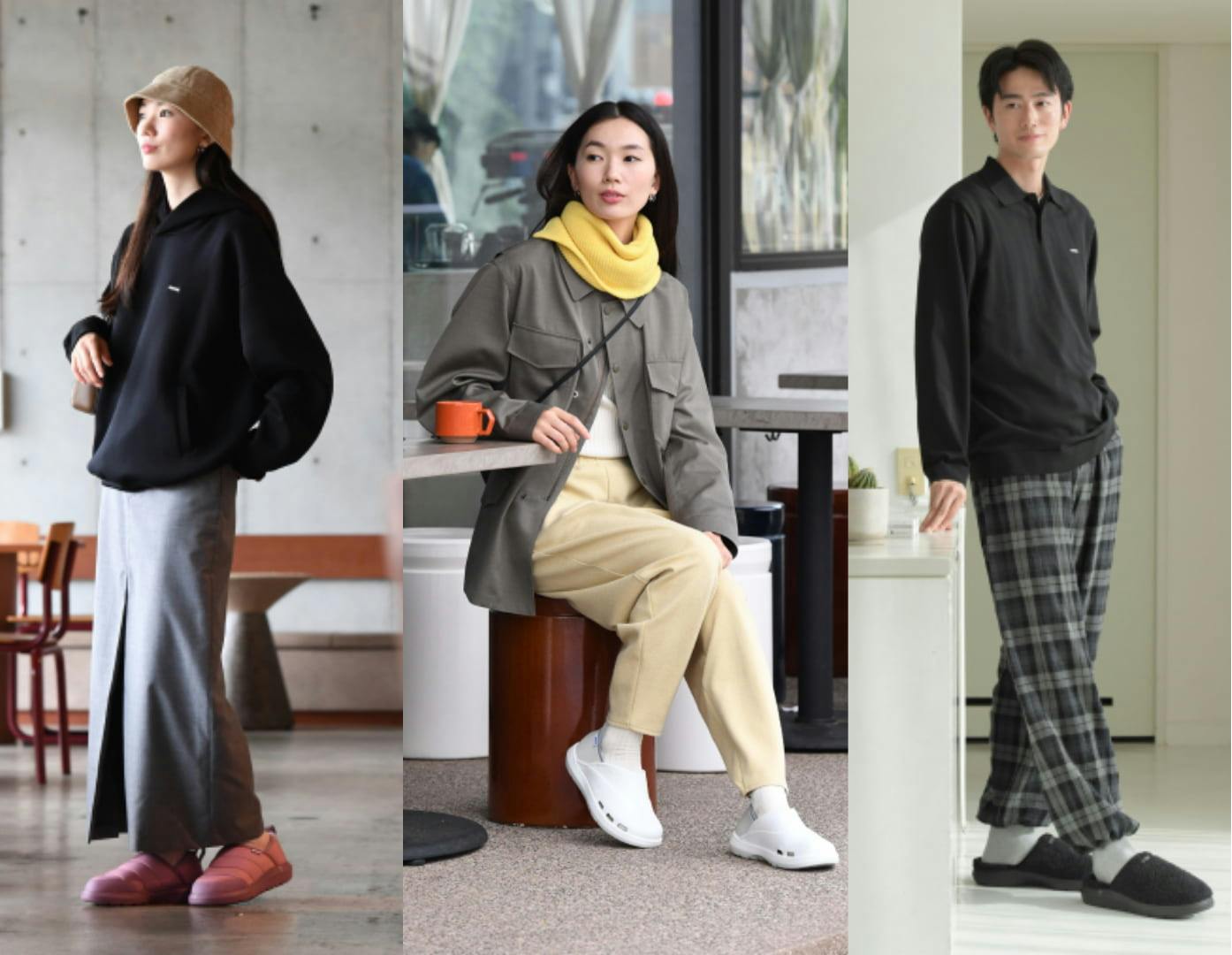 リカバリーサンダルを履いた女性