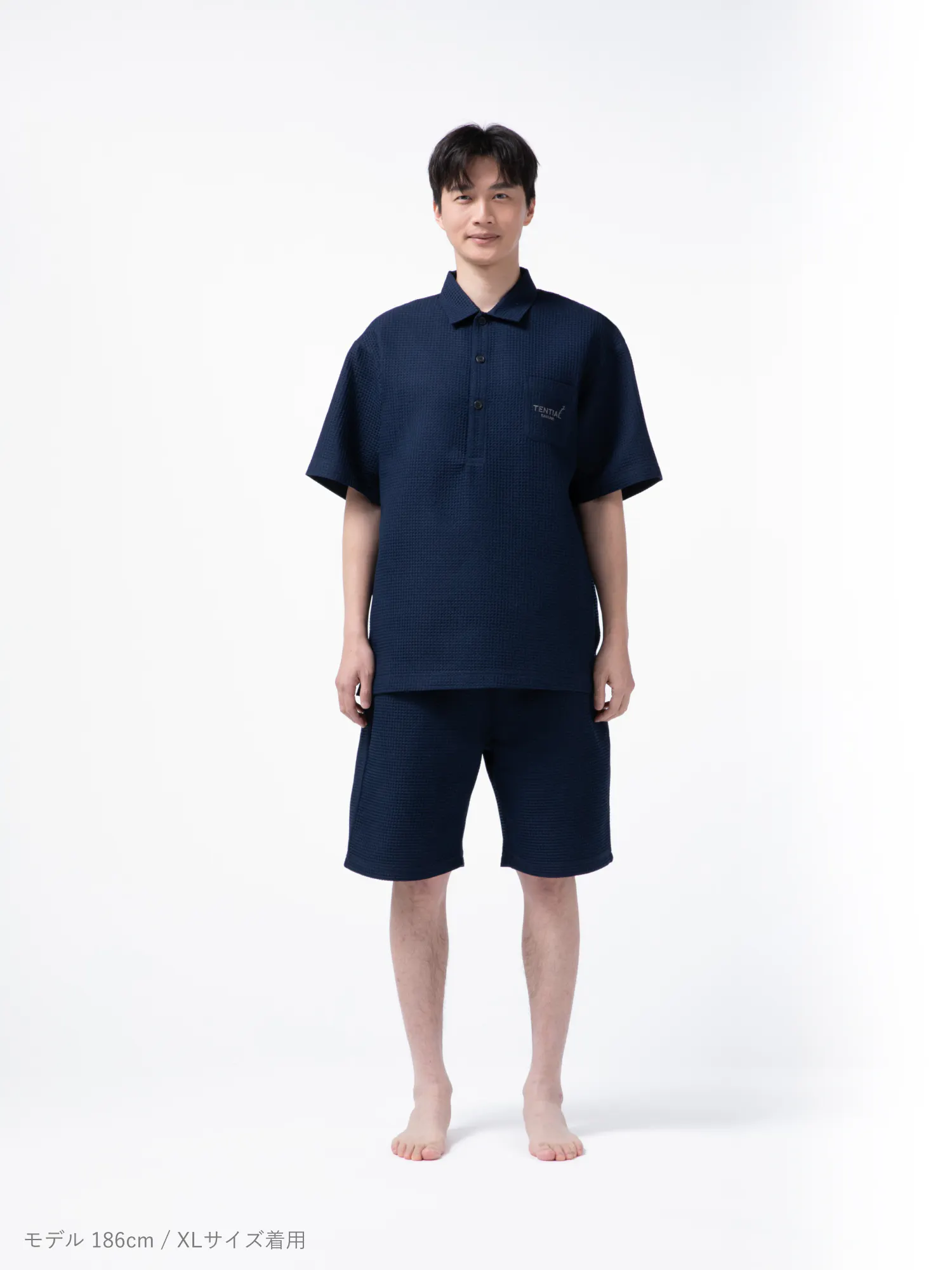 BAKUNE Waffle Men's 上下セット（半袖シャツ・ショートパンツ）_25SS