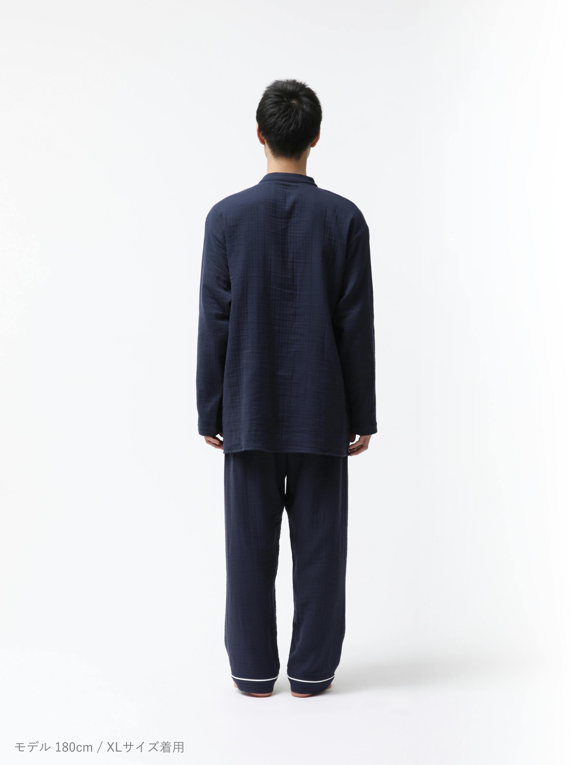 BAKUNE Pajamas Gauze / 上下セット（長袖バンドカラーシャツ