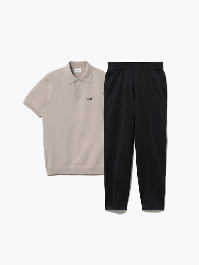 MIGARU Light Knit Short Sleeve Polo Shirt / 上下セット(半袖ポロシャツ・ロングパンツ)