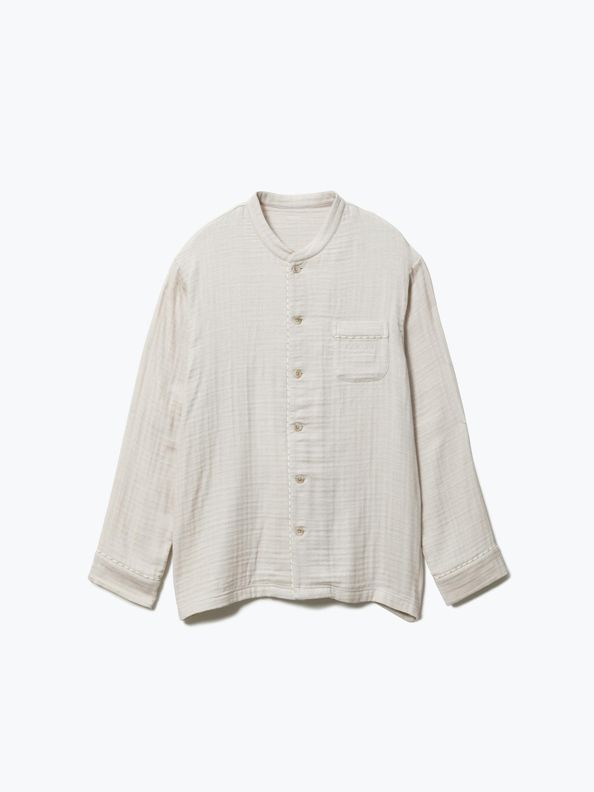 BAKUNE パジャマ ガーゼ / 長袖バンドカラーシャツ