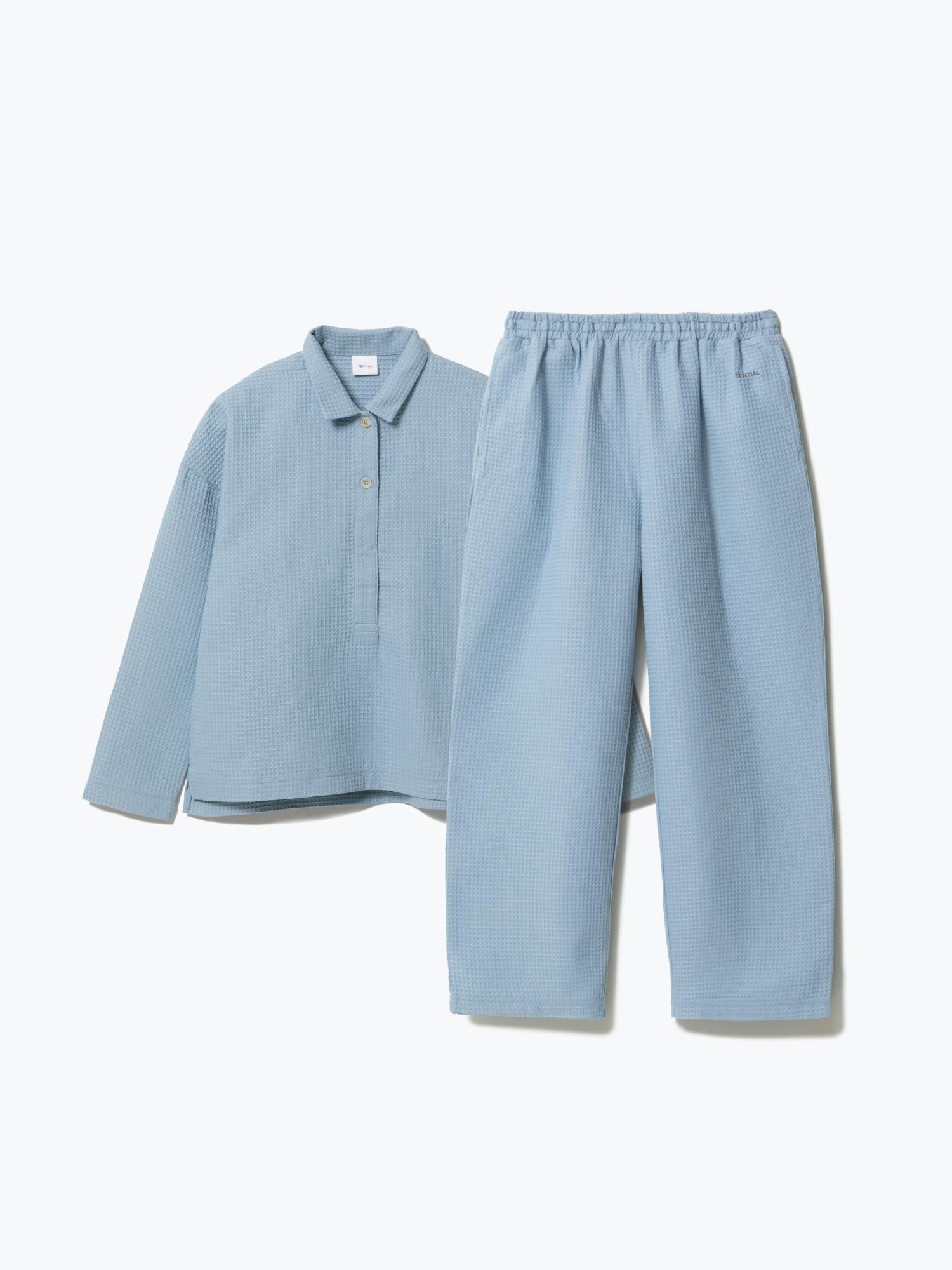 BAKUNE Waffle Women's 長袖 Saxe-blue