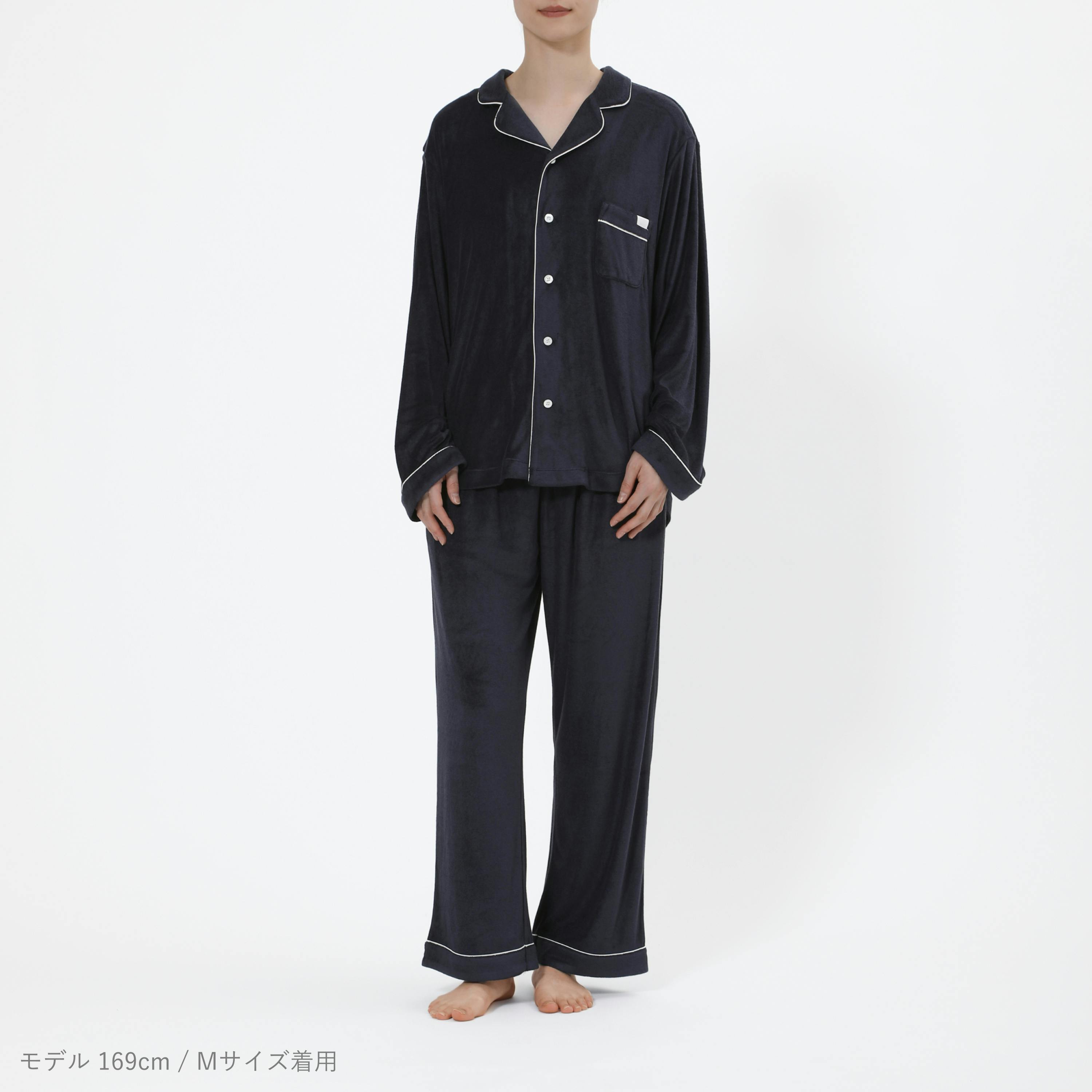 BAKUNE Pajamas Premium Pile/上下セットM /ネイビー www.timepharma.com